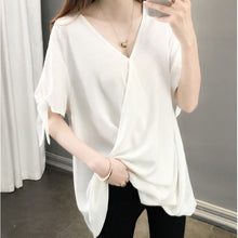 画像をギャラリービューアに読み込む, 夏新作シフォンソリッドカラー半袖ブラウストップス