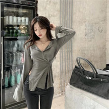 画像をギャラリービューアに読み込む, ギャザー不規則デザインTシャツ3カラー選択トップス