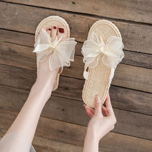 画像をギャラリービューアに読み込む, メッシュ蝶結び飾りサンダルスリッパ夏コーデシューズ