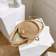 画像をギャラリービューアに読み込む, ストローウーブンバッグ丸バッグショルダーバッグ