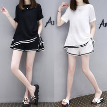 画像をギャラリービューアに読み込む, 【お得】フリル裾半袖Tシャツ&ショートパンツセットアップ日常家着