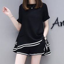 画像をギャラリービューアに読み込む, 【お得】フリル裾半袖Tシャツ&ショートパンツセットアップ日常家着