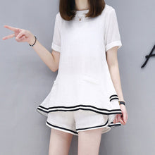 画像をギャラリービューアに読み込む, 【お得】フリル裾半袖Tシャツ&ショートパンツセットアップ日常家着
