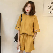 画像をギャラリービューアに読み込む, シンプルアルファペット半袖Tシャツ&カジュアルショートパンツセットアップ