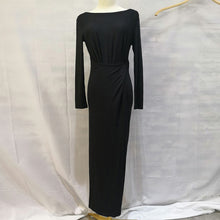画像をギャラリービューアに読み込む, ファッション無地クルーネック長袖気質通勤ロングニットデートワンピース