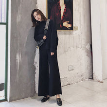 画像をギャラリービューアに読み込む, 2COLORS秋冬無地ハイネックセーター&合わせやすいロングパンツセットアップ