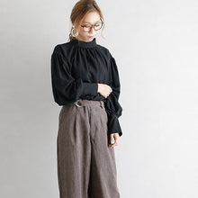 画像をギャラリービューアに読み込む, レデイースファッション無地クルーネックシフォンコーデしやすいシャツ・ブラウストップス