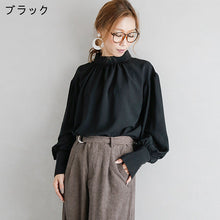 画像をギャラリービューアに読み込む, レデイースファッション無地クルーネックシフォンコーデしやすいシャツ・ブラウストップス