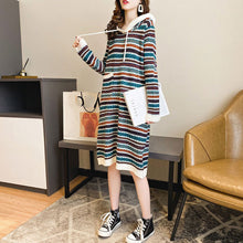 画像をギャラリービューアに読み込む, エスニック花柄フード付きニットワンピースカジュアルワンピース