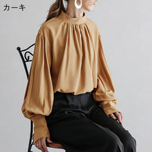 画像をギャラリービューアに読み込む, レデイースファッション無地クルーネックシフォンコーデしやすいシャツ・ブラウストップス