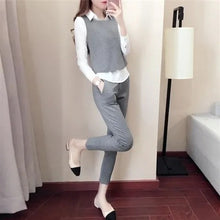 画像をギャラリービューアに読み込む, 白シャツ&ベスト&カジュアルパンツ3点セットアップ