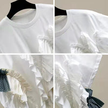 画像をギャラリービューアに読み込む, 不規則フリル裾切り替えデザインスタイル半袖コーデしやすいTシャツトップス