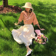 画像をギャラリービューアに読み込む, 光沢感無地シンプルロングスカート