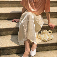 画像をギャラリービューアに読み込む, 光沢感無地シンプルロングスカート