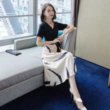 画像をギャラリービューアに読み込む, 重ね風半袖デートワンピース気質アップエレガントワンピース