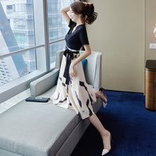 画像をギャラリービューアに読み込む, 重ね風半袖デートワンピース気質アップエレガントワンピース