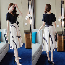 画像をギャラリービューアに読み込む, 重ね風半袖デートワンピース気質アップエレガントワンピース