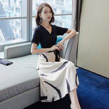 画像をギャラリービューアに読み込む, 重ね風半袖デートワンピース気質アップエレガントワンピース