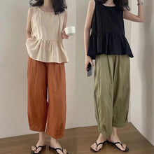 画像をギャラリービューアに読み込む, 3カラー選択ノースリーブフレア裾トップス&カジュアルパンツセットアップ