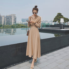 画像をギャラリービューアに読み込む, 気質アップ無地デートワンピース大振りロング丈フェミニン着痩せ