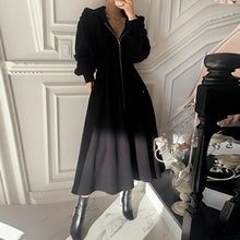 画像をギャラリービューアに読み込む, フード付きジッパー付きデートワンピース無地ワンピース