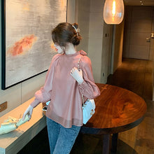 画像をギャラリービューアに読み込む, 後ろボウタイカジュアル無地ブラウストップス