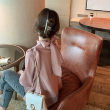 画像をギャラリービューアに読み込む, 後ろボウタイカジュアル無地ブラウストップス
