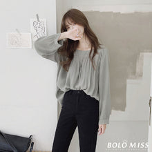 画像をギャラリービューアに読み込む, 無地ドレープカジュアルブラウストップス