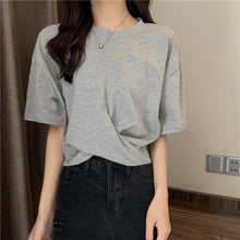 画像をギャラリービューアに読み込む, ギャザー無地半袖Tシャツシンプルコーデしやすいトップス