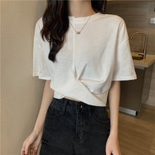 画像をギャラリービューアに読み込む, ギャザー無地半袖Tシャツシンプルコーデしやすいトップス