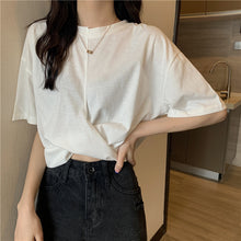 画像をギャラリービューアに読み込む, ギャザー無地半袖Tシャツシンプルコーデしやすいトップス