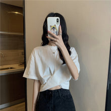 画像をギャラリービューアに読み込む, ギャザー無地半袖Tシャツシンプルコーデしやすいトップス