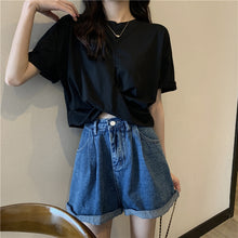 画像をギャラリービューアに読み込む, ギャザー無地半袖Tシャツシンプルコーデしやすいトップス