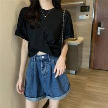 画像をギャラリービューアに読み込む, ギャザー無地半袖Tシャツシンプルコーデしやすいトップス
