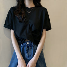 画像をギャラリービューアに読み込む, ギャザー無地半袖Tシャツシンプルコーデしやすいトップス