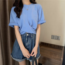 画像をギャラリービューアに読み込む, ギャザー無地半袖Tシャツシンプルコーデしやすいトップス