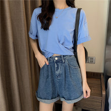 画像をギャラリービューアに読み込む, ギャザー無地半袖Tシャツシンプルコーデしやすいトップス