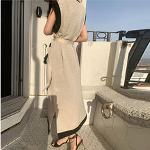 画像をギャラリービューアに読み込む, ニット2スタイル無袖ワンピースベルト付きエレガントワンピースカーディガン