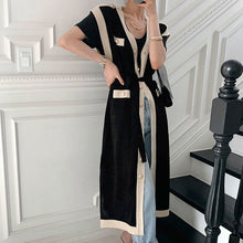 画像をギャラリービューアに読み込む, ニット2スタイル無袖ワンピースベルト付きエレガントワンピースカーディガン