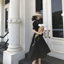 画像をギャラリービューアに読み込む, 無地パフスリーブ半袖デートワンピース