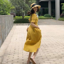 画像をギャラリービューアに読み込む, 無地パフスリーブ半袖デートワンピース