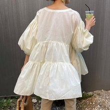 画像をギャラリービューアに読み込む, 7カラーフリル裾パフスリーブブラウストップス