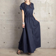 画像をギャラリービューアに読み込む, シンプルスタイルガウチョ蝶結び付き無地気質コーデしやすいロングデートワンピース