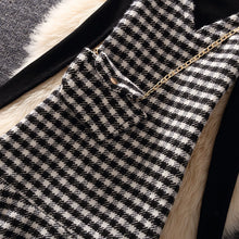 画像をギャラリービューアに読み込む, 着回しコーデ3点セットアップ黒ニットトップス&チェック柄ベストワンピース&チェン付きバッグセットアップ(バッグ付き)