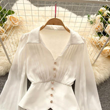 画像をギャラリービューアに読み込む, パフスリーブシースルー袖切り替えブラウストップス