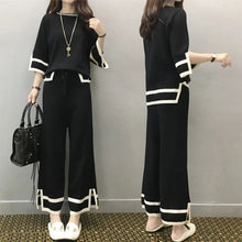 画像をギャラリービューアに読み込む, 薄ニット半袖トップス&ガウチョカジュアルパンツセットアップ