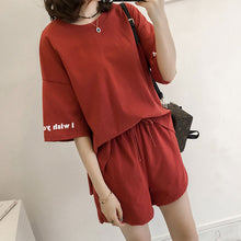 画像をギャラリービューアに読み込む, シンプルアルファペット半袖Tシャツ&カジュアルショートパンツセットアップ