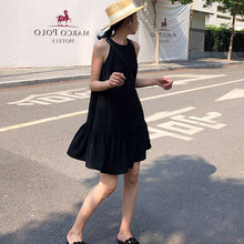 画像をギャラリービューアに読み込む, ブラック無地アームホール大人かわいいカジュアルワンピース