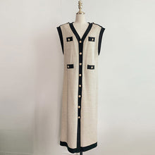 画像をギャラリービューアに読み込む, ニット2スタイル無袖ワンピースベルト付きエレガントワンピースカーディガン