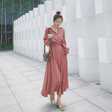 画像をギャラリービューアに読み込む, 気質アップ無地デートワンピース大振りロング丈フェミニン着痩せ